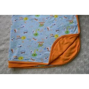 Zutano Puppy Dog Baby Blanket Blue Orange Doghouse Bone Fetch Sit Stay Security